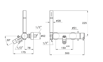 LUCILLA 3267-306 - Wall-mounted bathtub mixer with hand shower by RUBINETTERIE STELLA - view 3